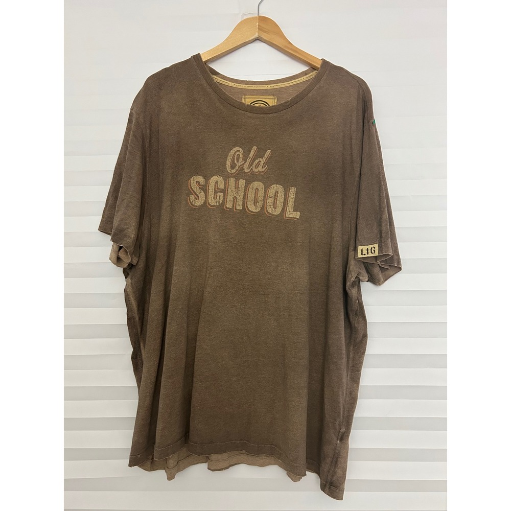 Life is Good Mens XXL Old School Graphic T-Shirt Brown Short Sleeve Semi-Fitted